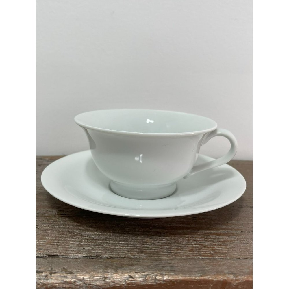 Pottery Barn P.B. White Porcelain Coffee Cup & Saucer Oven and Dishwasher Safe
